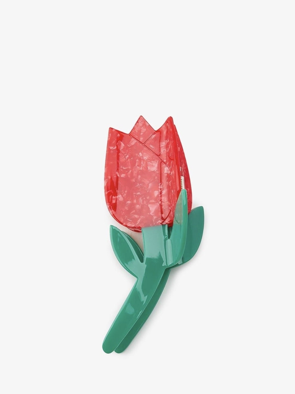 Zara Red Tulip Hair Clip with Green Stem - Women Accessories